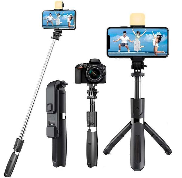 Extendable Flash 3-in-1 Selfie Stick Tripod with Bluetooth Remote -  Store_name 