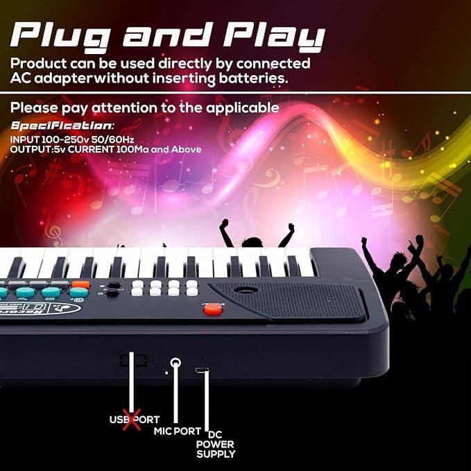 37 Keys Piano Keyboard Toy with Microphone, USB Power Cable & Sound Recording Function Analog Portable Keyboard -  Store_name 