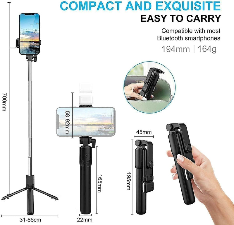 Extendable Flash 3-in-1 Selfie Stick Tripod with Bluetooth Remote -  Store_name 