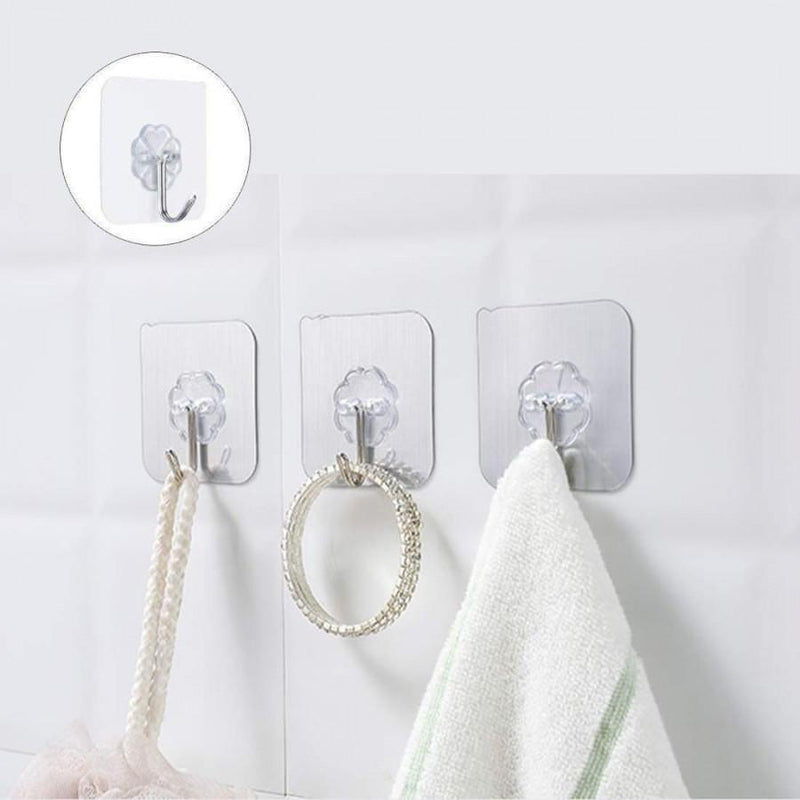 Hooks-Transparent Self Adhesive Hooks Hanger(Pack of 12) -  Store_name 