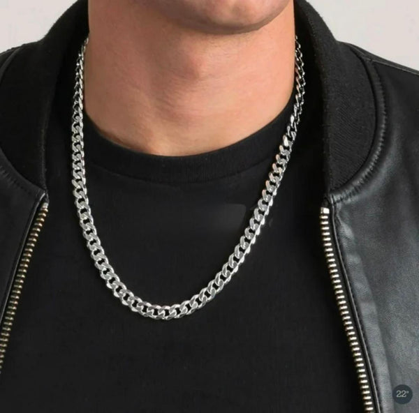 Silver Plated Cuban Style Thick & Heavy Chain For Men -  Store_name 