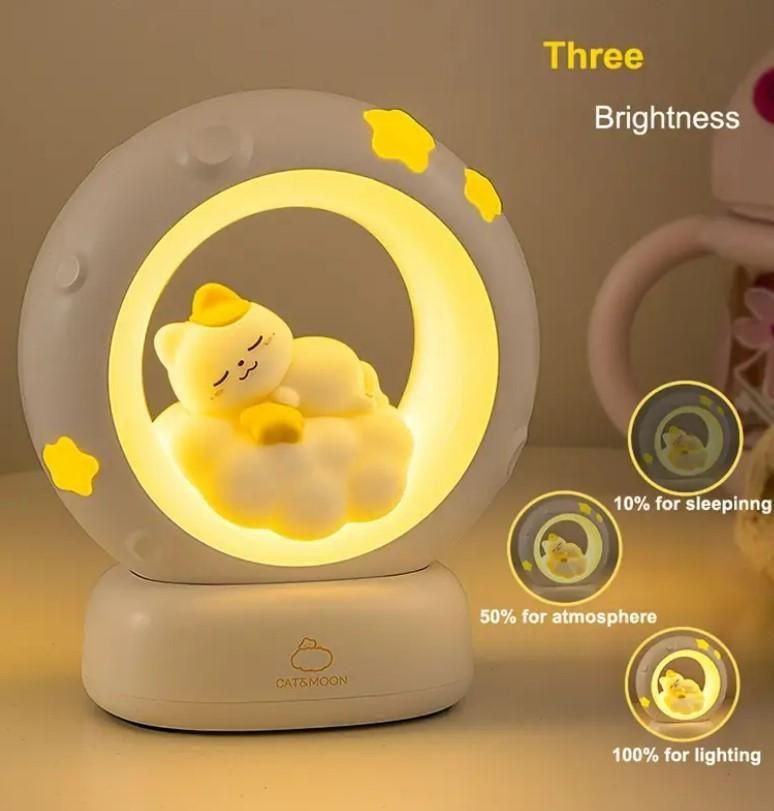 Sleeping Cat LED Night Light Lamp with Touch Control -  Store_name 