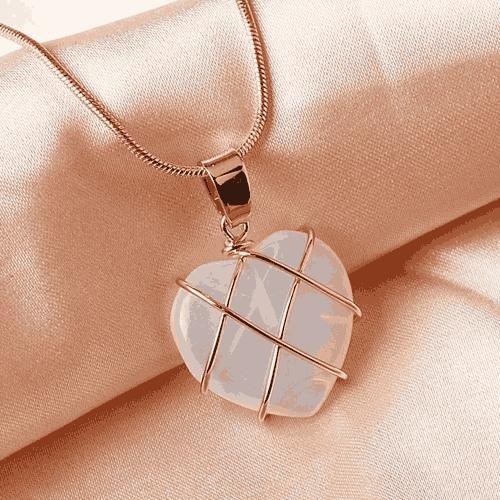 Fashion Metal Wrapped Love Heart Crystal Stone Pendant -  Store_name 