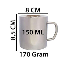 Big Coffee Mug Double Wall Insulated Stainless Steel Durable Tea Cups 150ML Hot Steel Glass for Milk Tea Coffee Silver Shining Mirror Finish Home Office Travel