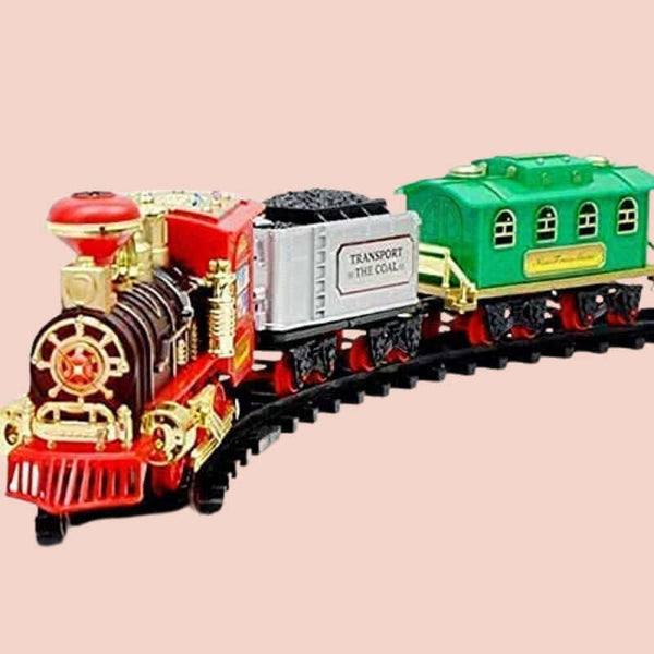 Choo Choo Toy Train with Track, Super Train Toys Choo Choo Vintage Train with Smoke Toy Set, Sound and Real Smoke with Flashlight for Kids Aged 3 Years and Above