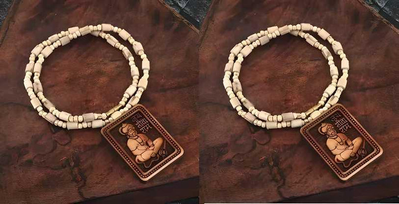 Tulsi Kanthi Mala With Hanuman Pendant for Men Wood Locket Set -  Store_name 