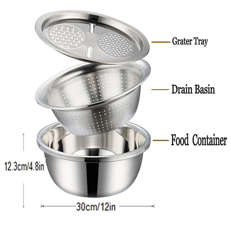 3 in 1 Multifunctional Grater Basin Stainless Steel Colanders Set -  Store_name 