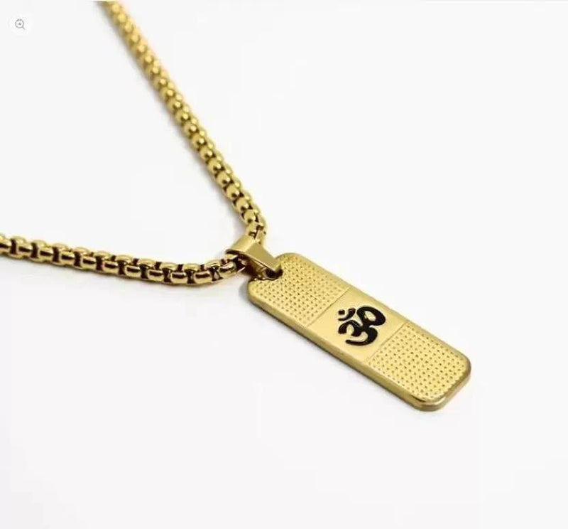 Genuine OM Necklace for Men with Premium 24K Gold plating. -  Store_name 