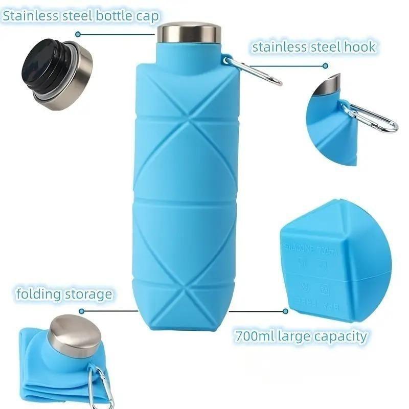 Reusable Foldable Silicone Water Bottle with Portable Buckle Silicone 700Ml -  Store_name 