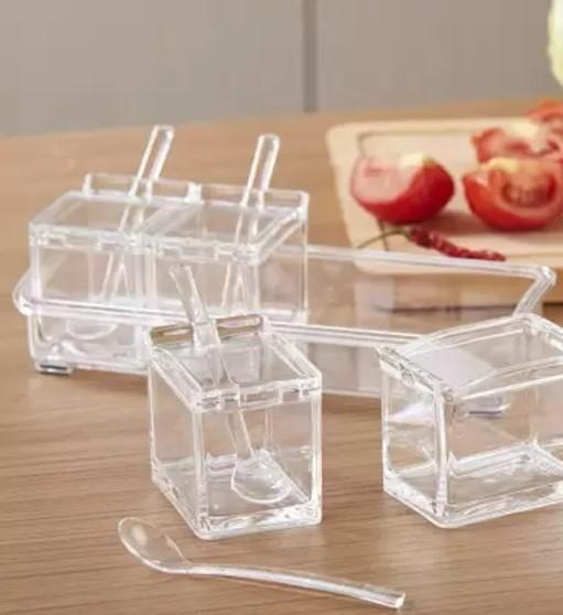 Crystal Seasoning Acrylic Box Set of 4 With Spoons -  Store_name 