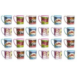 Kids Mug Durable Milk Tea Cups 200ML Cold Drinks Shakes Chocos Mix Food Grade Plastic BPA Free Cartoon Design Prints Colorful Mugs Return Gift (24 Pcs)