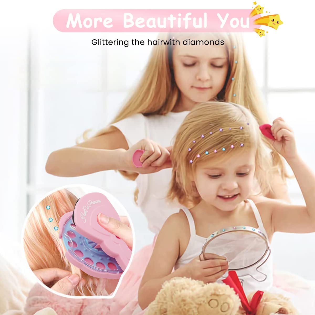 Hair Gem Stamper Quick Stapler for Girls - Sparkle Rhinestones Machine