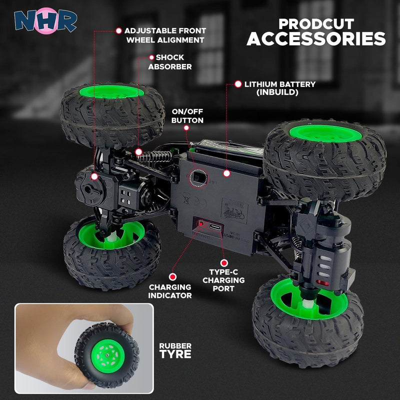 Rechargeable Rock Crawling 2WD 2.4 Ghz 4x4 Rally Car Remote Control Monster Truck (Green) -  Store_name 