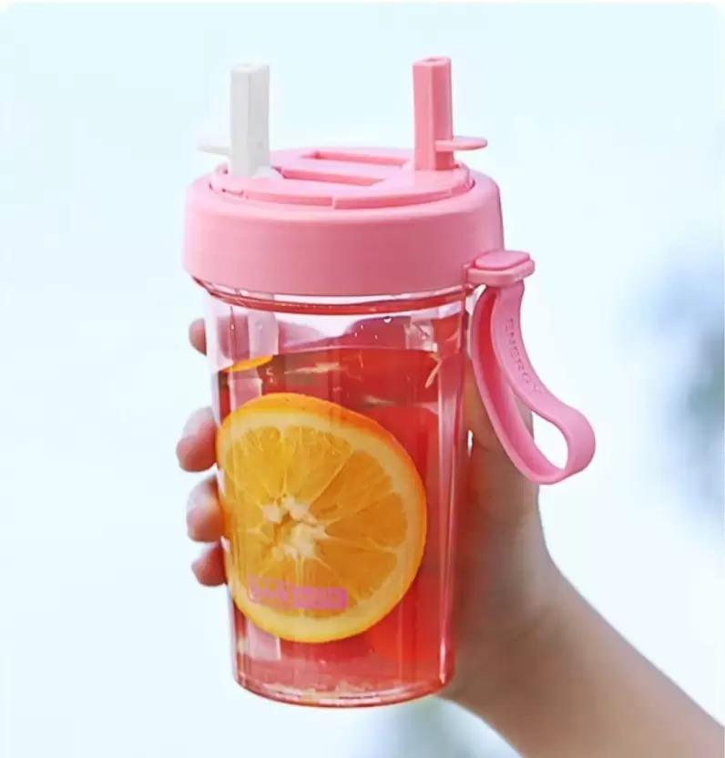 2 in 1 Water Bottle for hot and Cold Drinks with Double Straws and Cover 1000 ml Bottle -  Store_name 