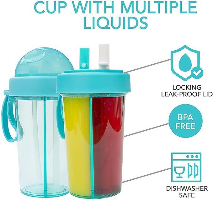 2 in 1 Water Bottle for hot and Cold Drinks with Double Straws and Cover 1000 ml Bottle -  Store_name 