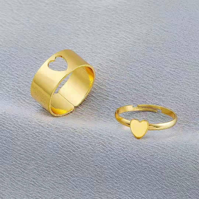 Golden Heart Matching Wrap Finger Couple Ring -  Store_name 