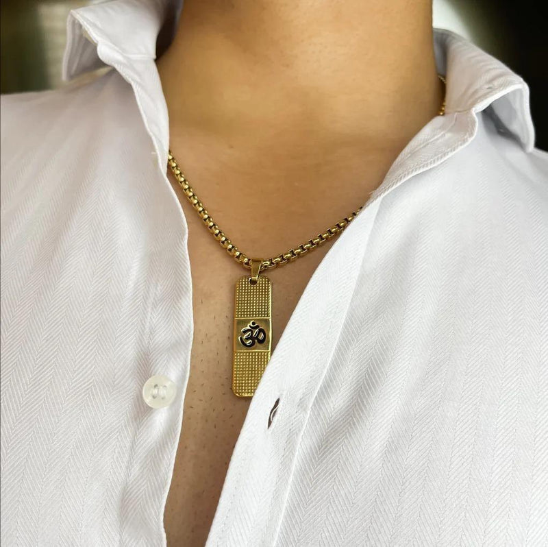 Genuine OM Necklace for Men with Premium 24K Gold plating. -  Store_name 