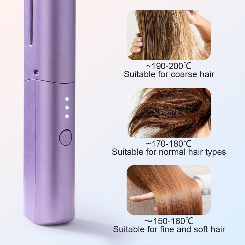 Meneflix Portable Mini Hair Straightener Cordless Rechargeable Mini Adjustable Hair Straightener Hot Comb -  Store_name 