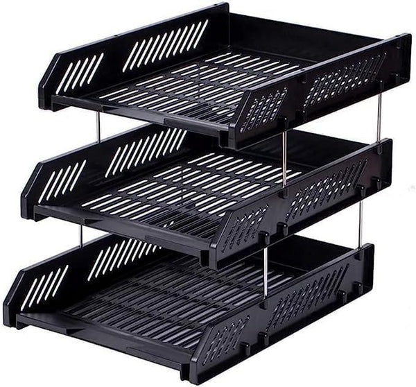 3 Layer File Tray Rack ABS Plastics | Foldable Office Desk Accessories -  Store_name 