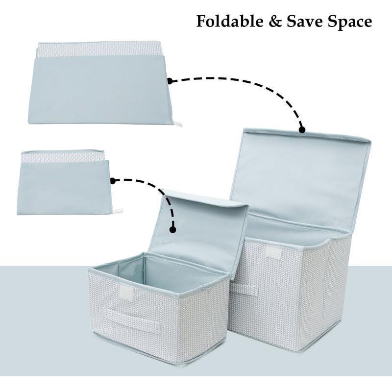 Foldable Non-Woven Big and Small Storage Basket Bins Wardrobe Closet Organizer (Pack of 2) -  Store_name 