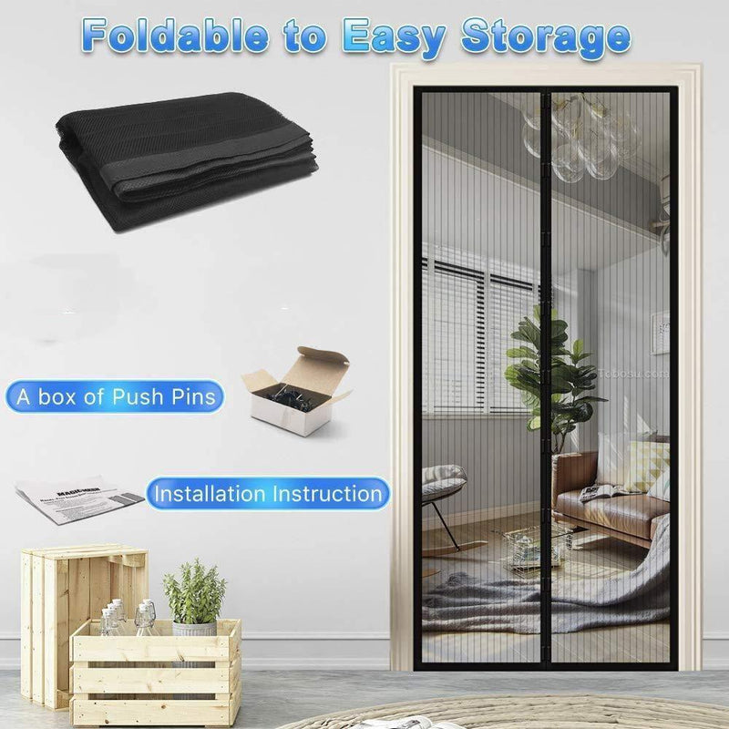 Door Curtain-Mesh Screen Net Home Magnetic Foldable Anti Mosquito Door Curtain -  Store_name 