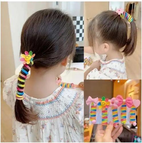 Girl Curly Bands Ponytail Holder Colorful Elastic Spiral Hair Bands for kids (10pcs) -  Store_name 