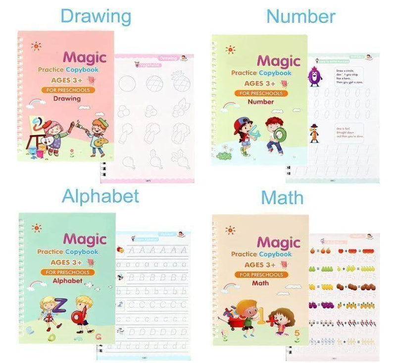 Magic Book Set of 2 ( 8 Book + 20 Refill+2 Pen+2 Grip) -  Store_name 