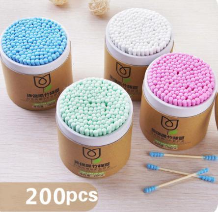 Cotton Swabs- 200 pcs Soft Wood Sticks Cotton Swabs -  Store_name 