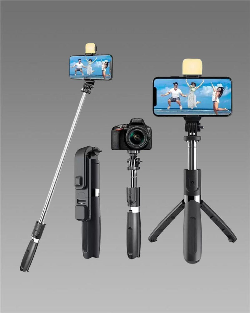 Extendable Flash 3-in-1 Selfie Stick Tripod with Bluetooth Remote -  Store_name 