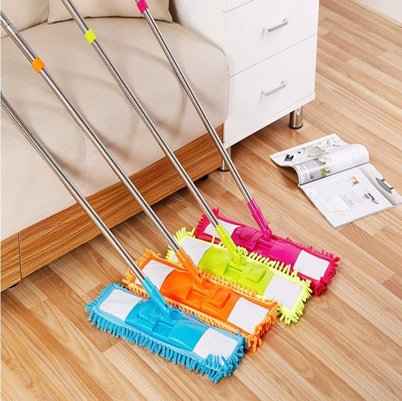 Mop-Wet and Dry Cleaning Flat Microfiber Floor Cleaning Mop with Telescopic Long Handle Dry Mop -  Store_name 