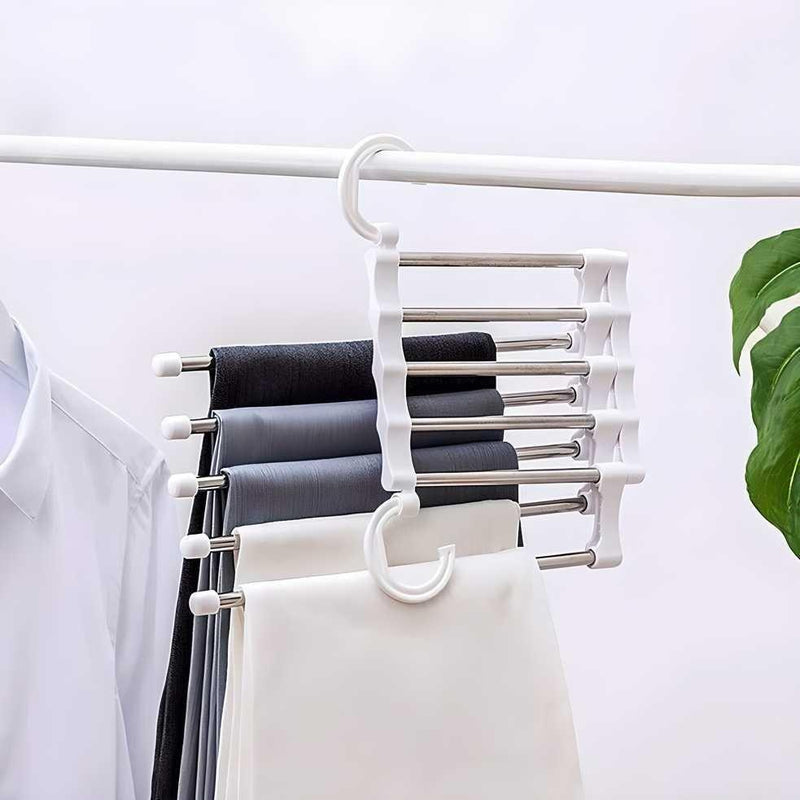 Hanger-5 In 1 Stainless Steel Multifunction Retractable Pants Rack Trouser Hanger(Pack of 2) -  Store_name 