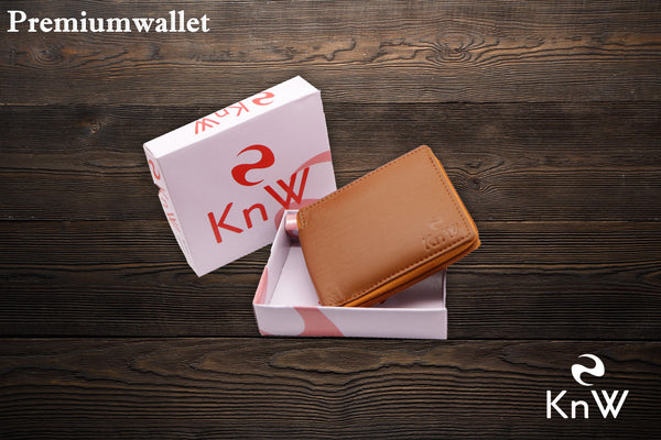 KnW Wallet Leather tan round zip -  Store_name 