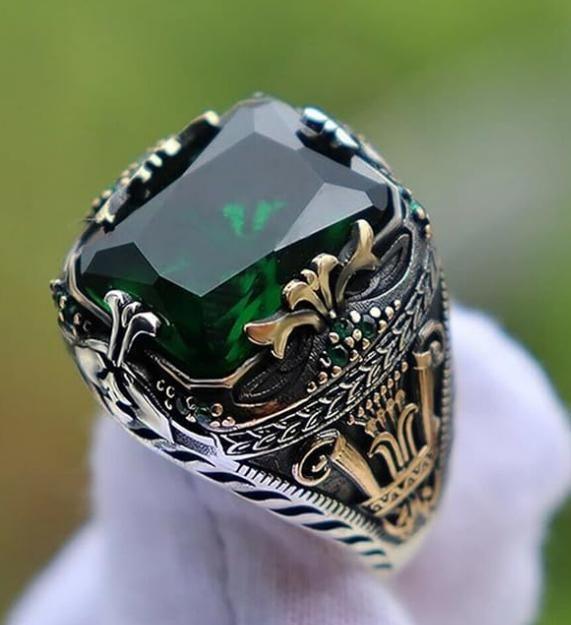 Inlaid Emerald Men's Luxury Ring -  Store_name 