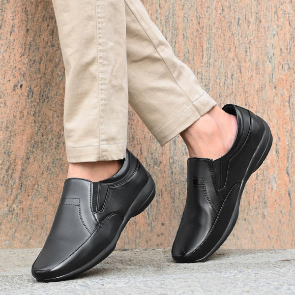 Men's Black Formal Synthetic Leather Loafers -  Store_name 