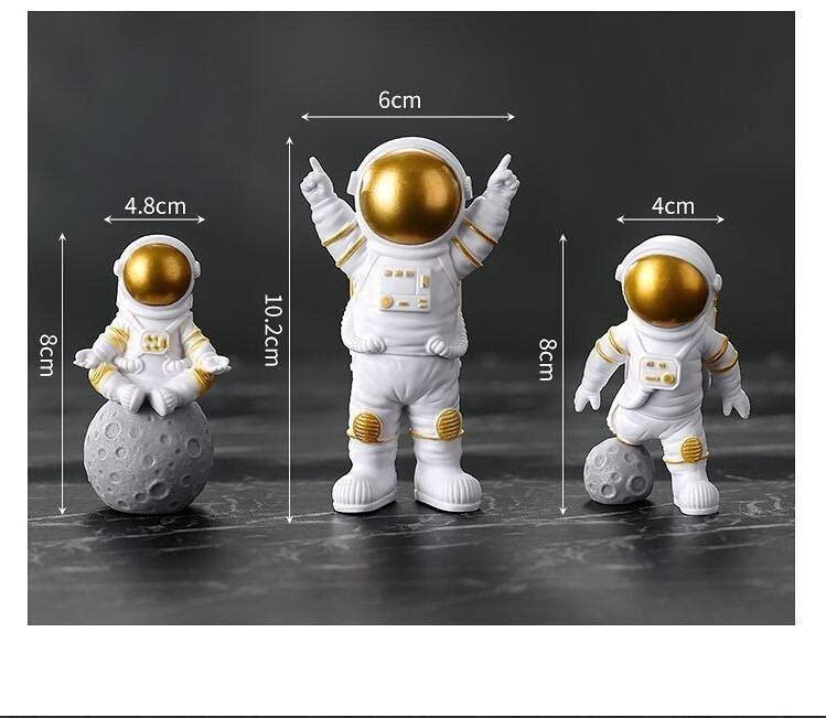 Astronaut Spaceman Statue Ornament Home Office Desktop Figurine Decors Set of 3 - Golden -  Store_name 