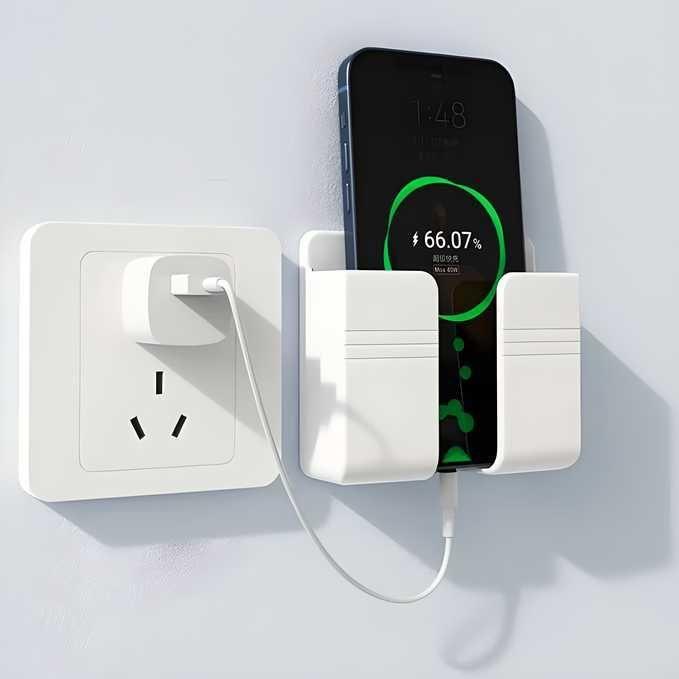 Wall Mounted Mobile Holder With Adhesive Strips& Charging Holder -  Store_name 