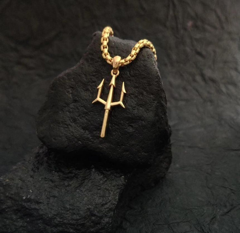 Gold Plated Trishul Pendant Chain -  Store_name 