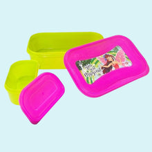 Dazzy Small Kids Children Fun Cartoon Print Food Grade Lunchbox 500ML Container with 2 in 1 Spoon Fork 120ML Dip Leak Proof Return Gifts Kids Birthday Party (Set of 12 Pcs)