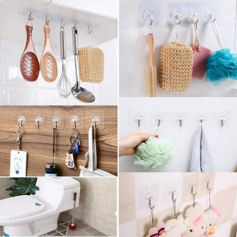 Hooks-Transparent Self Adhesive Hooks Hanger(Pack of 12) -  Store_name 