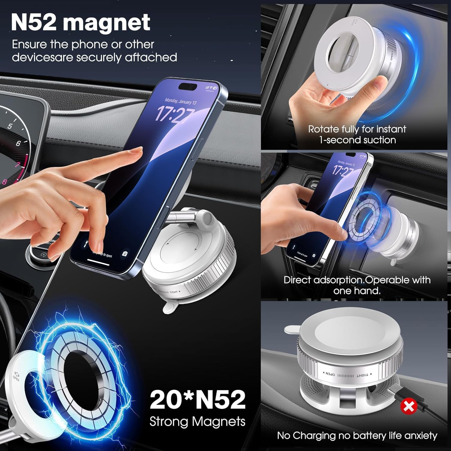 Powerful Car Magentic Mobile Holder With Suction