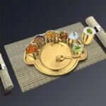 Shri &amp; Sam Nifty High Grade Stainless Steel Thali Set with PVD Coating (Gold)