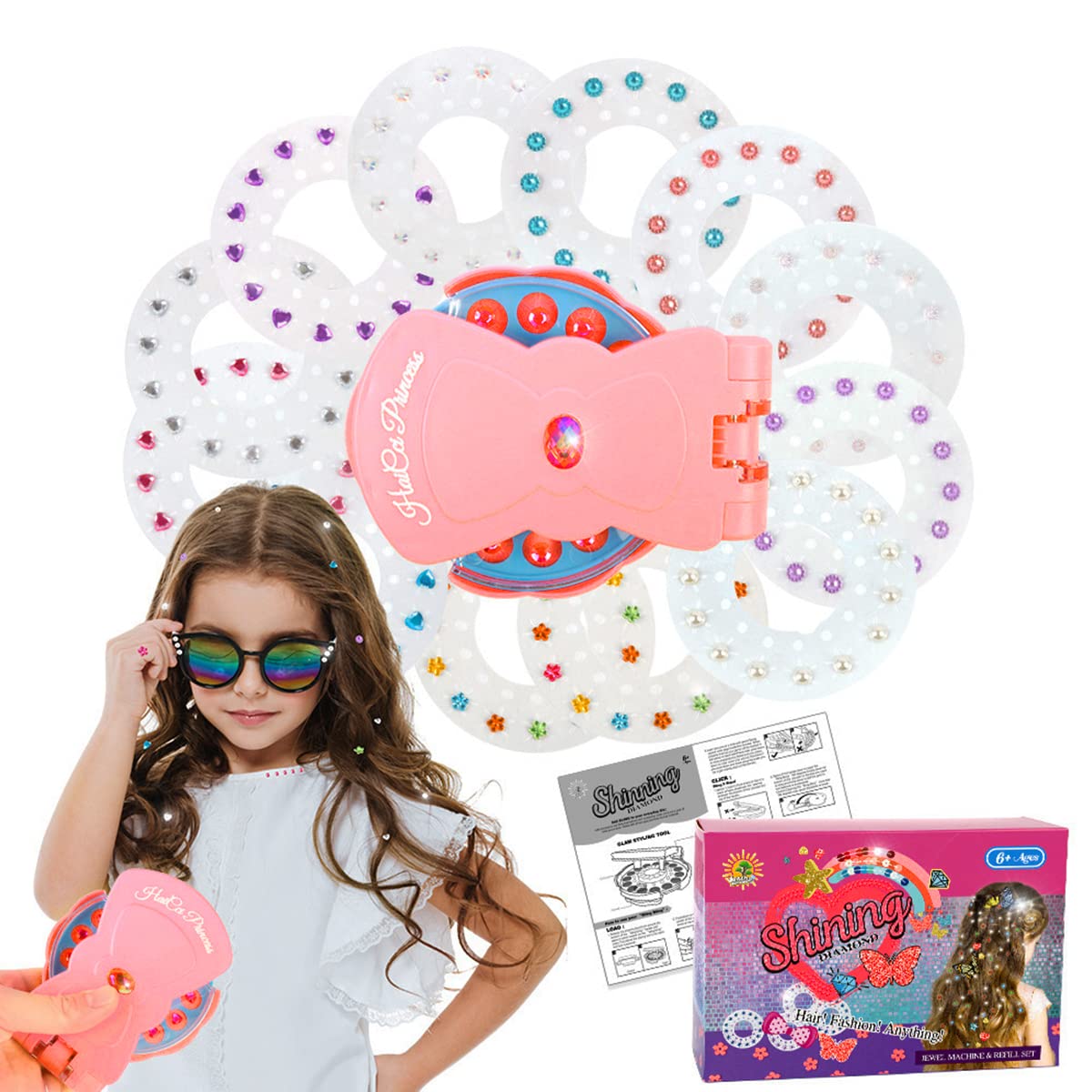 Hair Gem Stamper Quick Stapler for Girls - Sparkle Rhinestones Machine