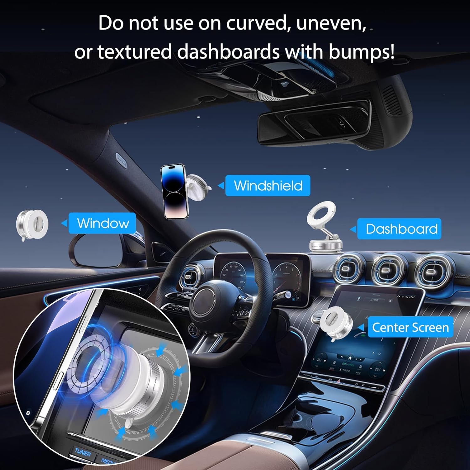 Powerful Car Magentic Mobile Holder With Suction