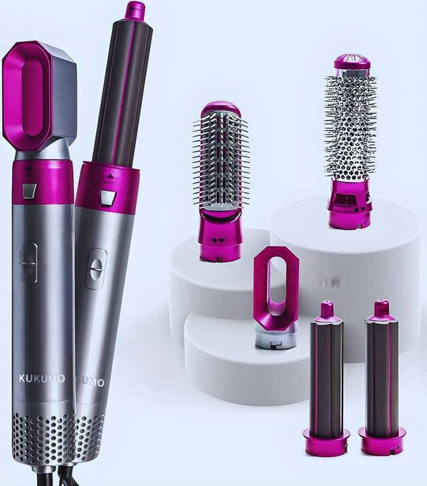 5 in 1 Multifunctional Hair Dryer Styling Tool, Detachable 5-in-1 Multi-Head Hot Air Comb, The Negative Ion Automatic Suction Hair Curler -  Store_name 