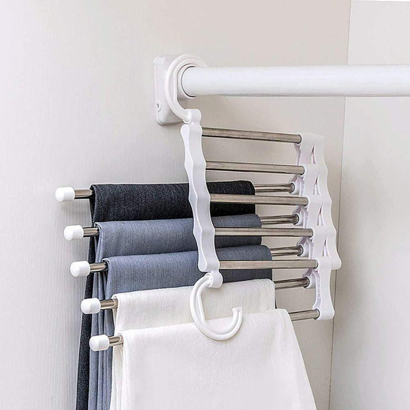 Hanger-5 In 1 Stainless Steel Multifunction Retractable Pants Rack Trouser Hanger(Pack of 2) -  Store_name 