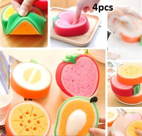 Cleaning Sponge- Fruits Shaped Kitchen/Bathroom Wash Cleaning Sponge (Pack of 4) -  Store_name 