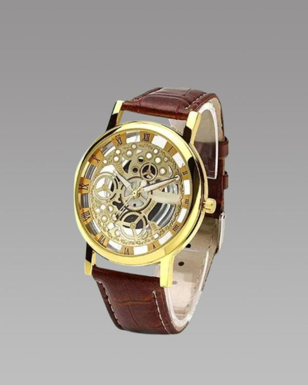 Unique Gold Dial Leather Analog Watch - for Men -  Store_name 