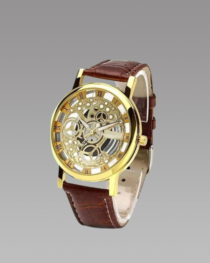 Unique Gold Dial Leather Analog Watch - for Men -  Store_name 