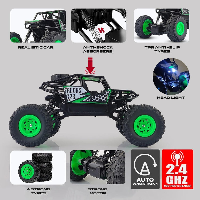 Rechargeable Rock Crawling 2WD 2.4 Ghz 4x4 Rally Car Remote Control Monster Truck (Green) -  Store_name 