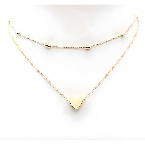 Charming Gold Plated Double Layered Heart Pendant Necklace For Women and Girls -  Store_name 